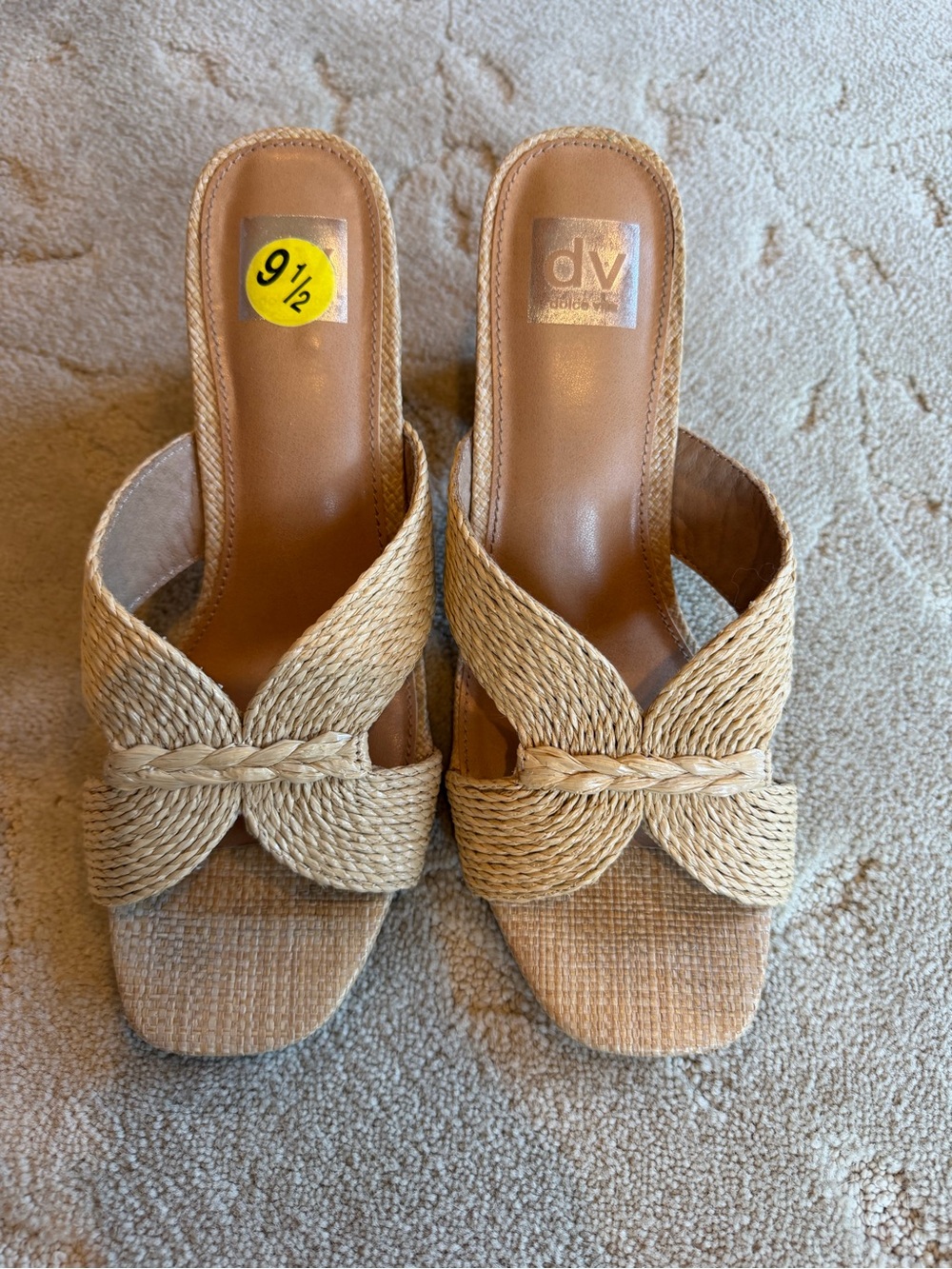 DV by Dolce Vita Tan Braided Raffia Slide Mules